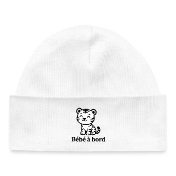 Sticker Autocollant pour Voiture tigre bébé à Bord - Bonnet bébé bio - blanc - Devant