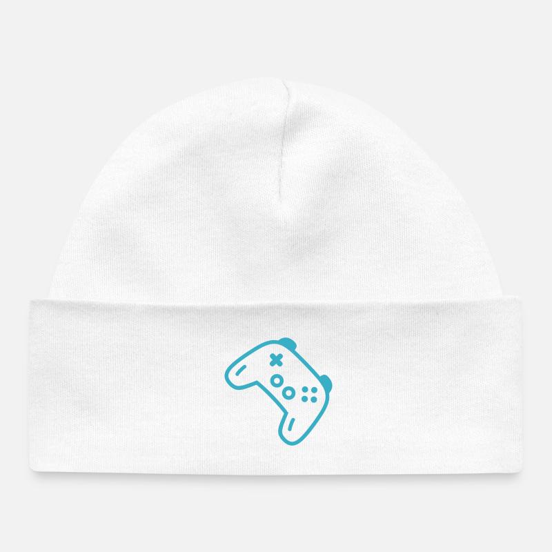 Turquoise controller silhouette - Baby Organic Beanie - white