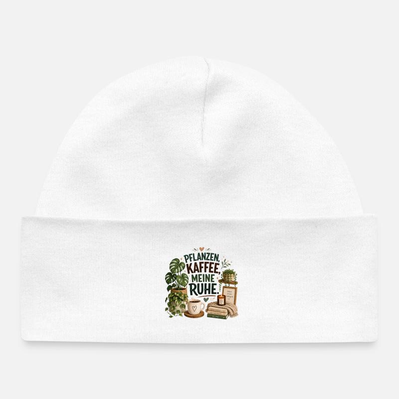 Plantes - Café - Tranquillité - Bonnet bébé bio - blanc