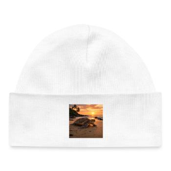 Sunset sea turtle - Baby Organic Beanie - white - Front