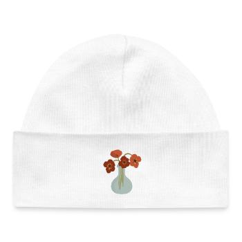 Rote Mohnvase Floral - Baby Organic Mütze - Weiß - Vorne