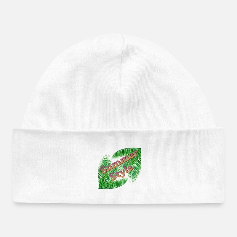 Style estival avec palmiers - Bonnet bébé bio - blanc