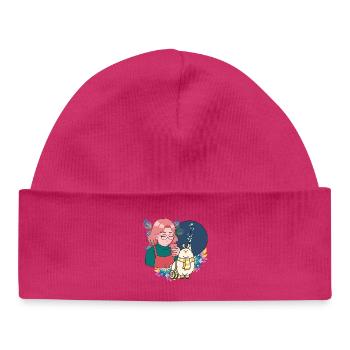 Manga Girl with Coffee and Lama in Wheelchair - Baby Organic Beanie - white - Front