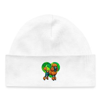 Geometric Poodle Art Mosaic Heart Design - Baby Organic Beanie - white - Front
