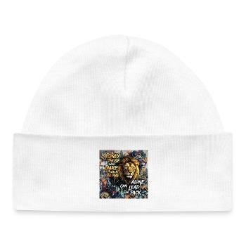 Motivation du lion osant marcher seul en disant des graffitis - Bonnet bébé bio - blanc - Devant