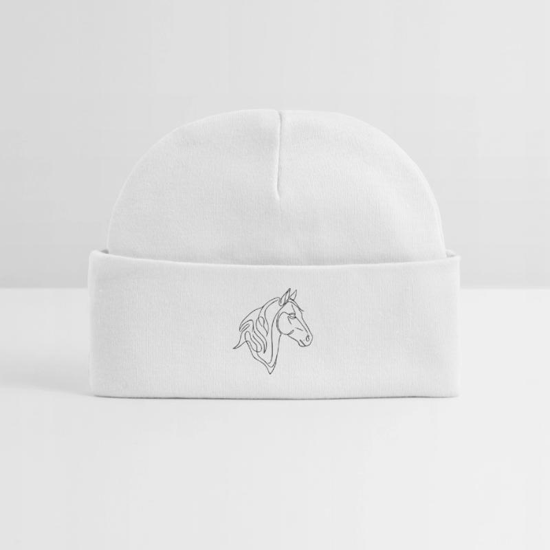 Art de lignes de chevaux minimalistes - Conception élégante de lignes Bonnet bébé bio