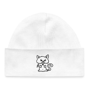 Chat - Bonnet bébé bio - blanc - Devant