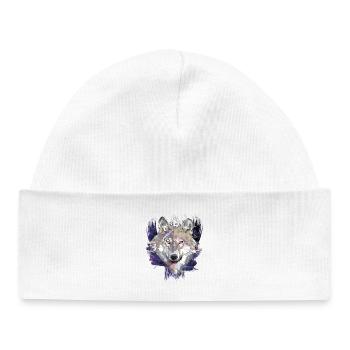 Wolf | Animal | Grey Wolf - Baby Organic Beanie - white - Front