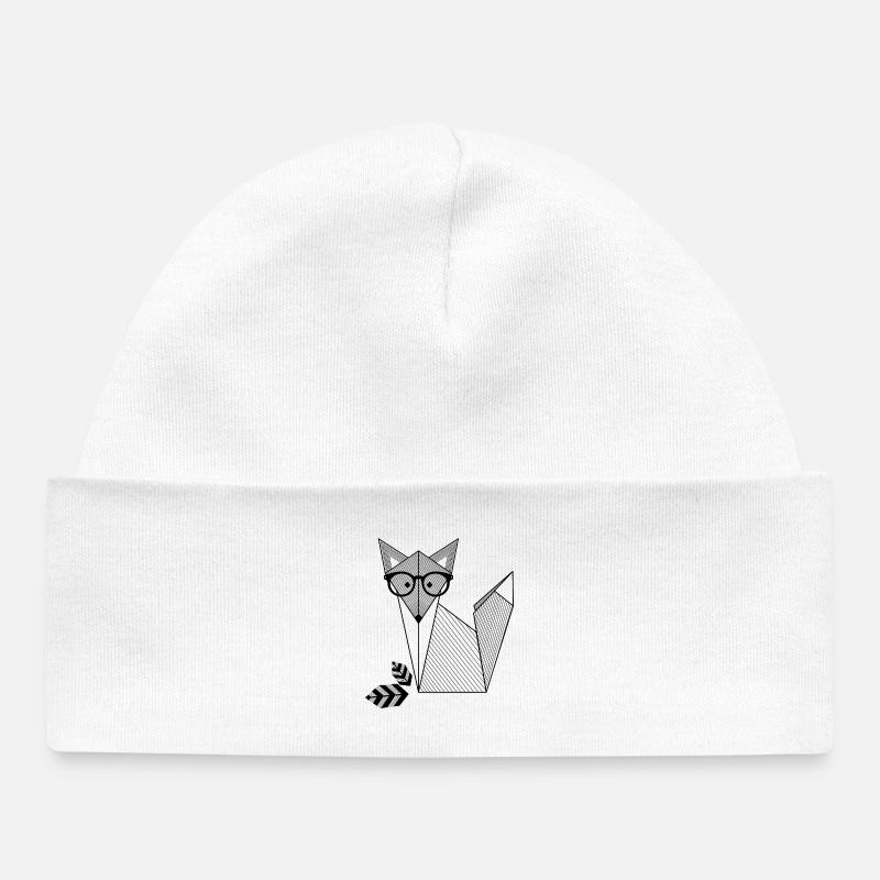 Origami Renard Avec Des Lunettes - Bonnet bébé bio - blanc