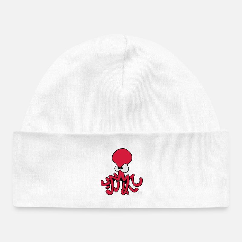Poulpe - Pieuvre - Bonnet bébé bio - blanc
