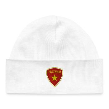 Vietnam Wappen Vintage / Geschenk Hanoi Flagge - Baby Organic Mütze - Weiß - Vorne