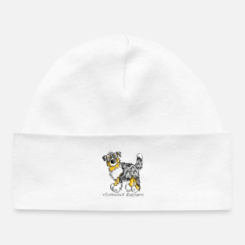 Berger australien - Aussie - Chapeaux de chien - Bonnet bébé bio - blanc