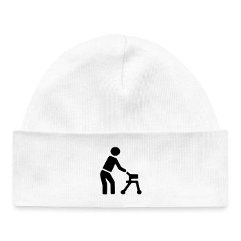 Personne handicapée derrière le déambulateur # - Bonnet bébé bio - blanc - Devant