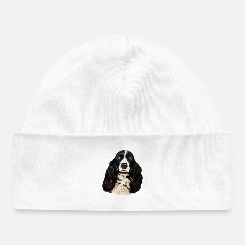 cocker spaniel - Baby Organic Beanie - white