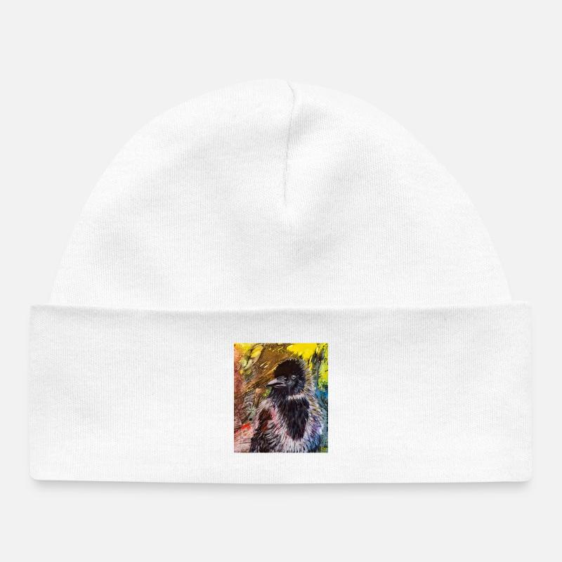 crow - Baby Organic Beanie - white