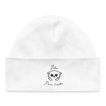 Félin pour l'autre - Bonnet bébé bio - blanc - Devant