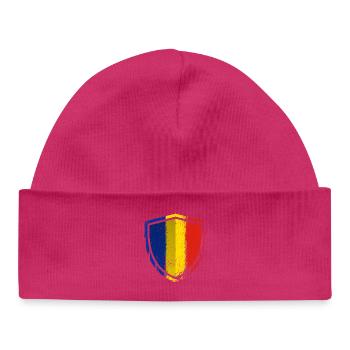 Distressed Blue Yellow Red Shield - Baby Organic Beanie - white - Front