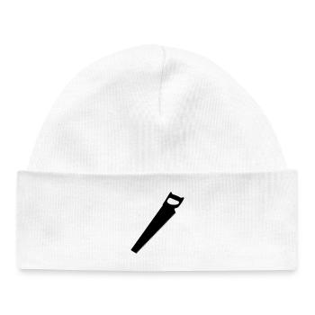 Saw for carpenter or woodworker logo - Baby Organic Beanie - white - Front