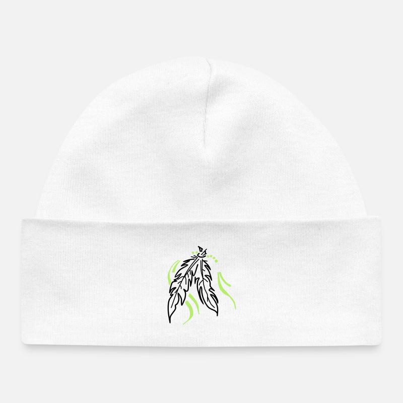 Liés ensemble – Plumes spirituelles - Bonnet bébé bio - blanc