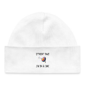 j'peux pas j'ai tir a l'arc - Bonnet bébé bio - blanc - Devant