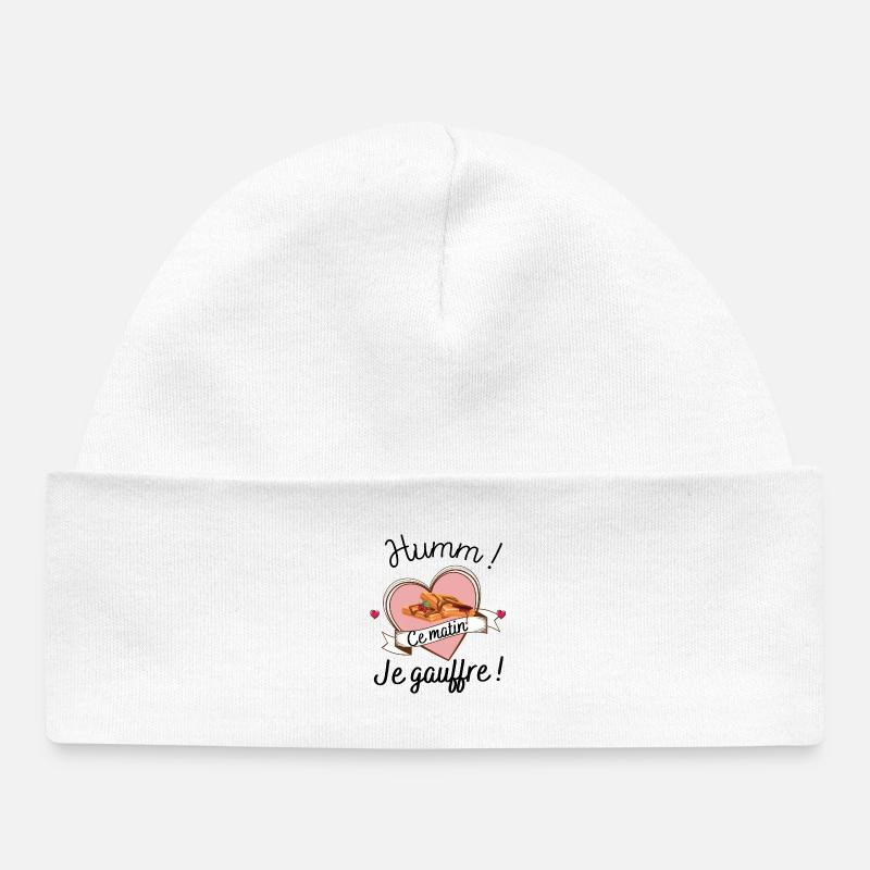gauffre, humm, je gauffre ce matin. - Bonnet bébé bio - blanc