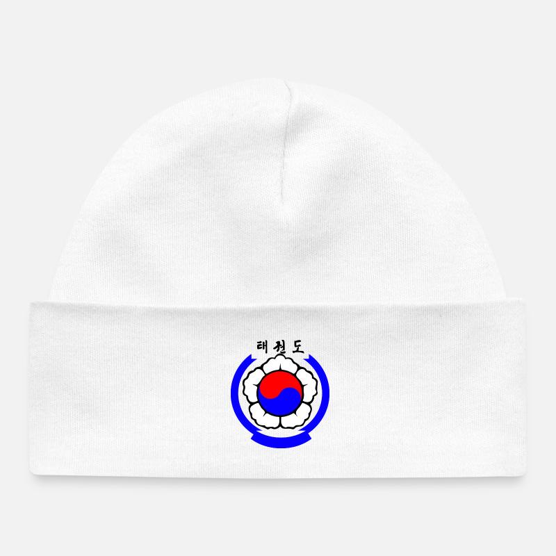 Logo du taekwondo Arts martiaux coréens - Bonnet bébé bio - blanc