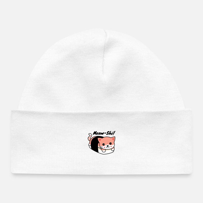 Miaouss. Chat Sushi Kawaii. - Bonnet bébé bio - blanc