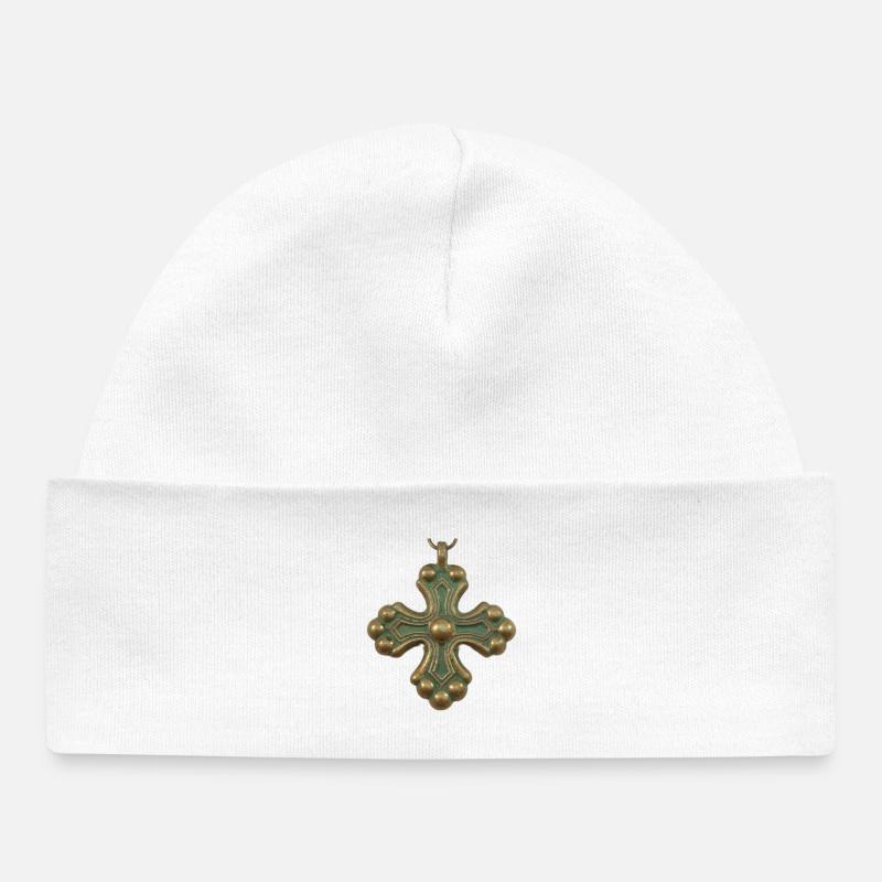 Croix de bronze Kaleva - Bonnet bébé bio - blanc