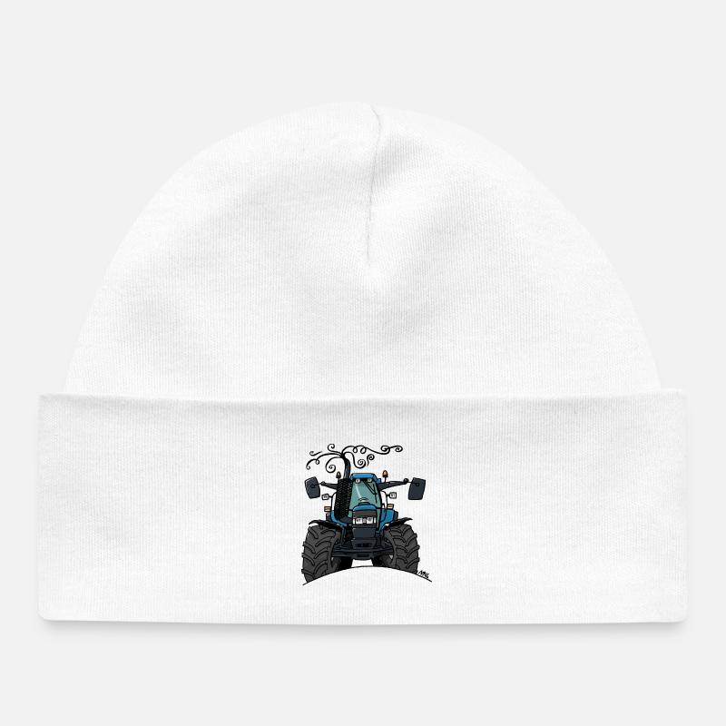 0503 BlueTractor TM115 - Cappellino neonato bio - bianco