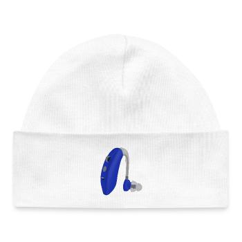 A Blue Hearing Aid - Baby Organic Beanie - white - Front