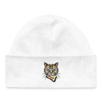 Bunte Katze - Baby Organic Mütze - Weiß - Vorne