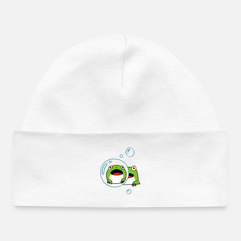 Grenouille kawaii - Bonnet bébé bio - blanc