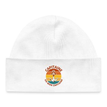 capitaine, oh mon capitaine, marin - Bonnet bébé bio - blanc - Devant