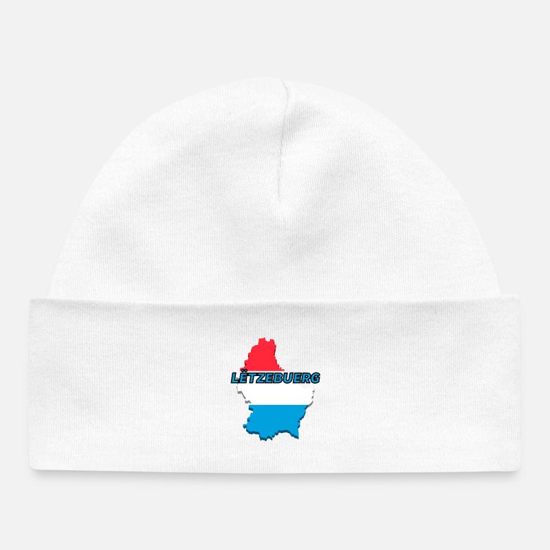 Carte du Luxembourg drapeau Luxembourg - Bonnet bébé bio - blanc