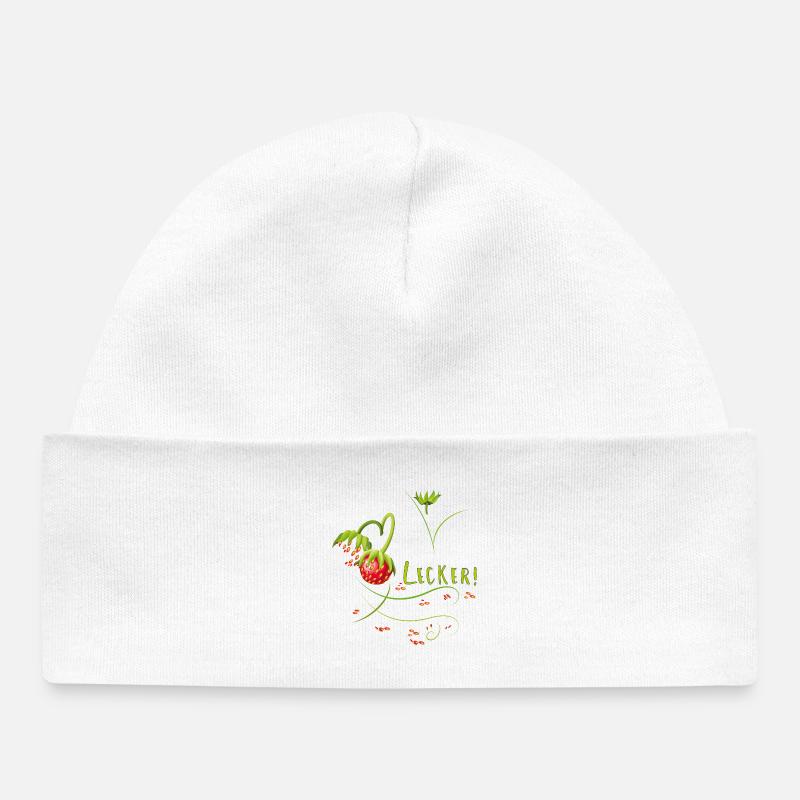 Erdbeerzeit, lecker, Erdbeere - Baby Organic Mütze - Weiß