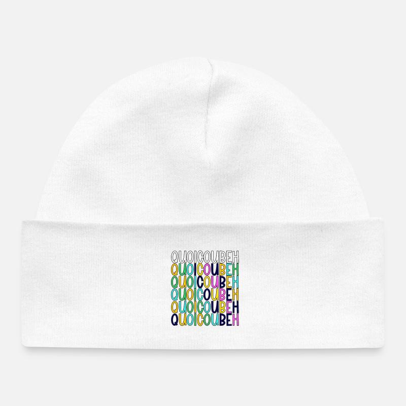 QuoiCouBeH Arc-en-Ciel en Grille - Bonnet bébé bio - blanc