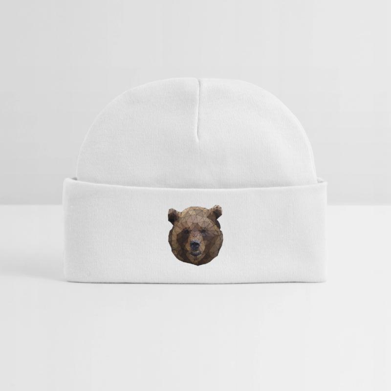 Polygonal Brown Bear Triangular Low Poly Art Baby Organic Beanie