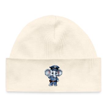 Éléphant de police - Bonnet bébé bio - blanc - Devant