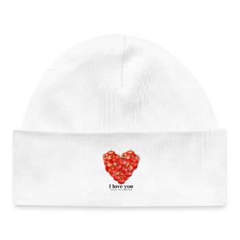 Je t’aime de ma tête tomates coeur rouge - Bonnet bébé bio - blanc - Devant