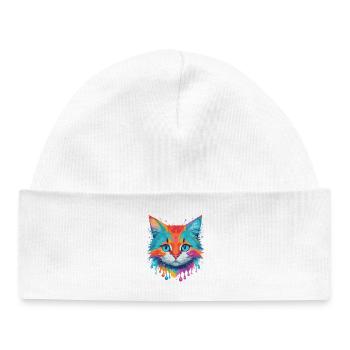 Niedliche Katze - Baby Organic Mütze - Weiß - Vorne
