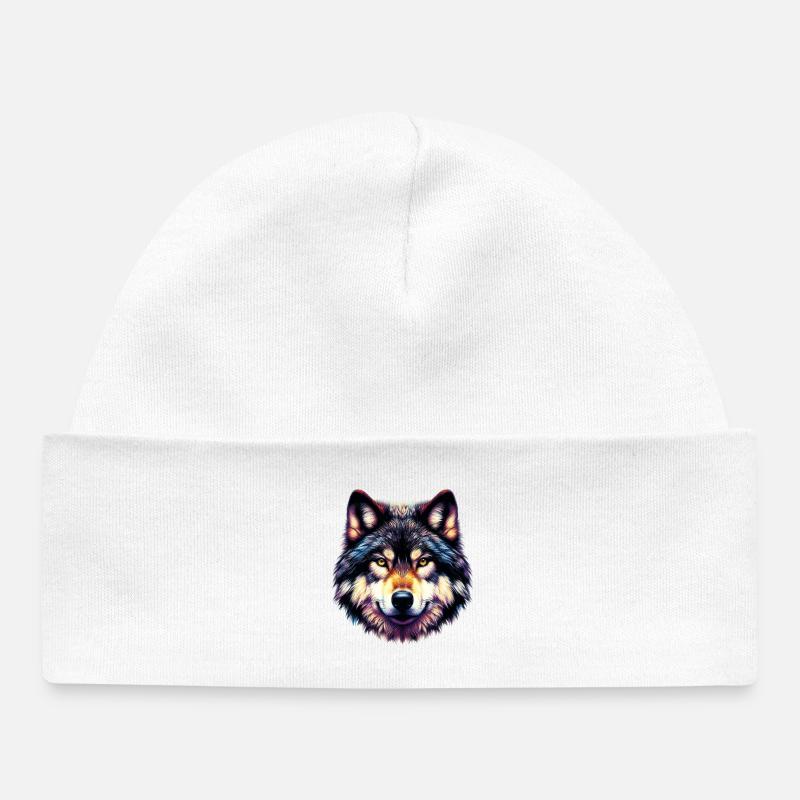 Wolf - Baby Organic Beanie - white
