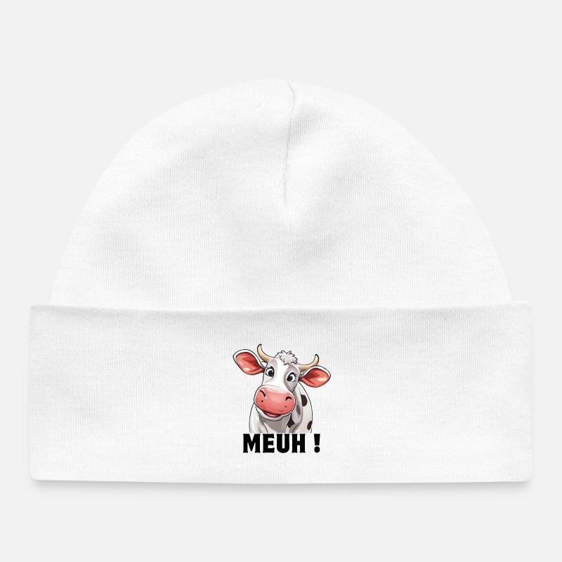vache, vache laitière, éleveur de vaches - Bonnet bébé bio - blanc
