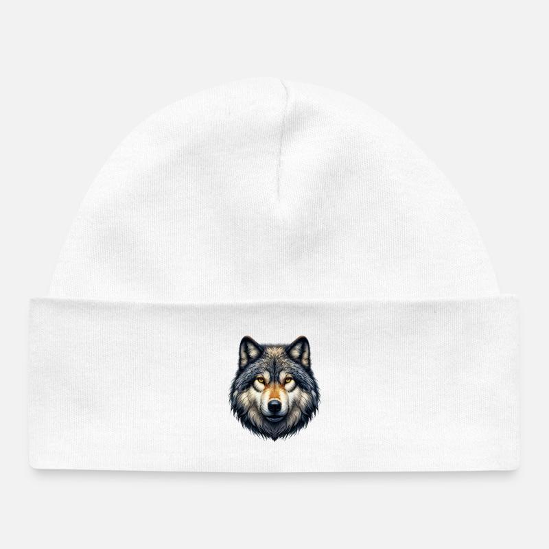 Wolf - Baby Organic Beanie - white