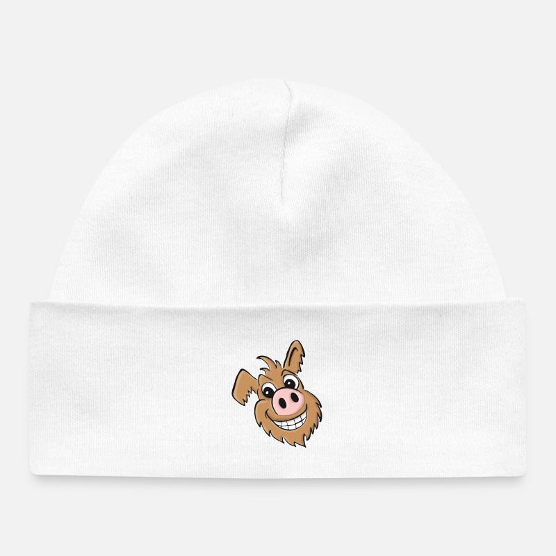 Chien cochon - amical - Bonnet bébé bio - blanc
