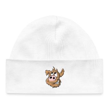 Pig dog naughty - Baby Organic Beanie - white - Front
