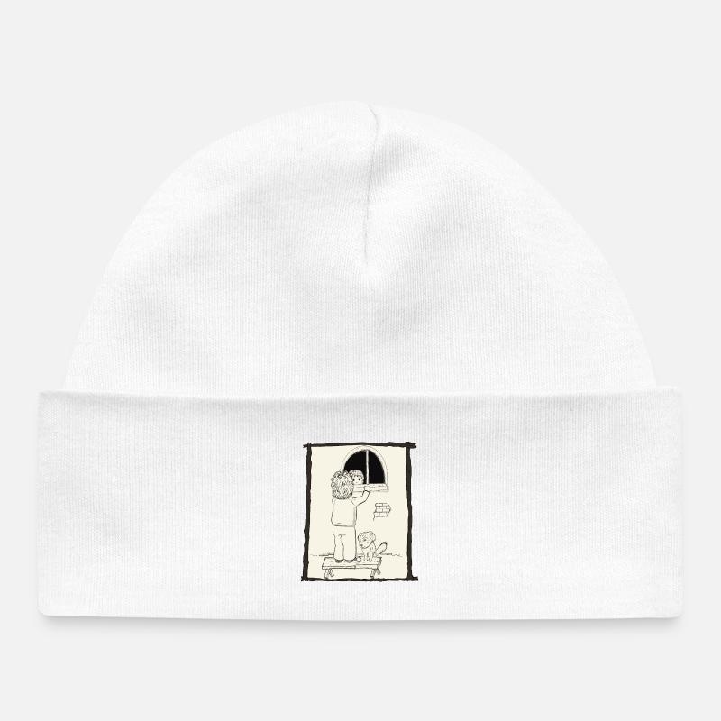 Version encre Chiens & Enfants & Balles - Bonnet bébé bio - blanc
