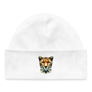 Guépard polygonal - Bonnet bébé bio - blanc - Devant