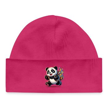 Back to school with Panda:Panda for school beginners - Baby Organic Beanie - white - Front