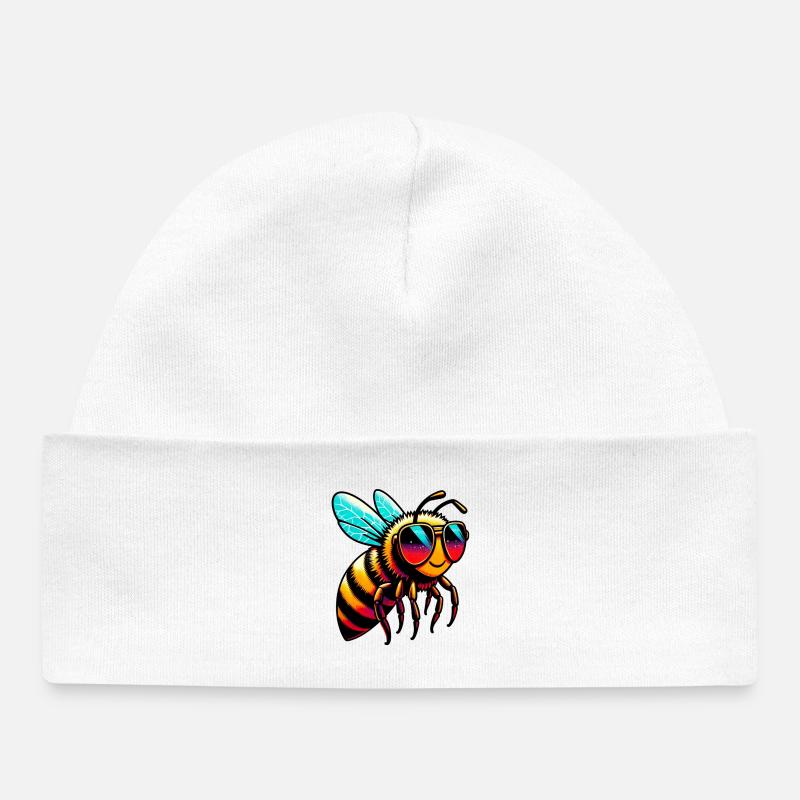 Abeille - Bonnet bébé bio - blanc