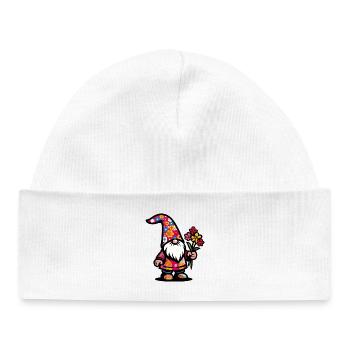 Gnome with Flowers - Baby Organic Beanie - white - Front